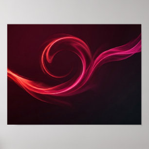 Crimson Spiral Flow Dark Abstract Poster