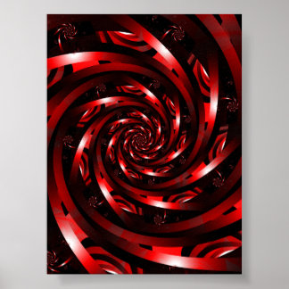 Crimson Spiral Fractal Abstract Poster