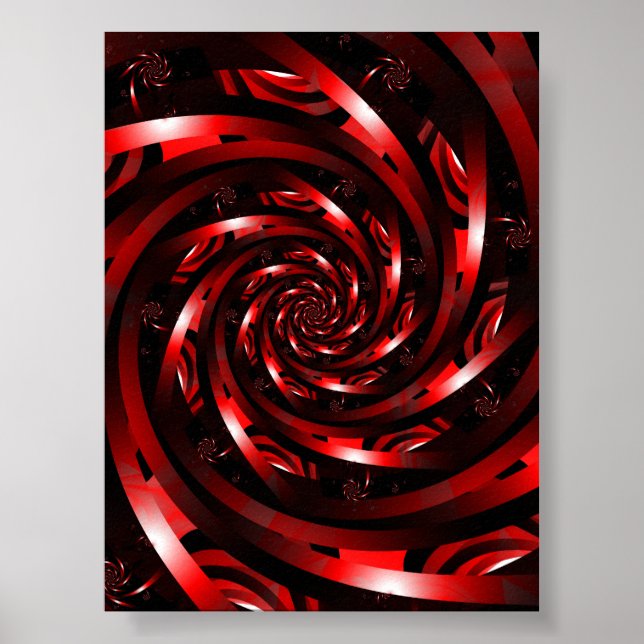 Crimson Spiral Fractal Abstract Poster (Front)