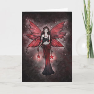 Crimson Star Christmas Fairy Card