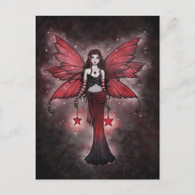 Crimson Star Christmas Fairy Postcard (Front)
