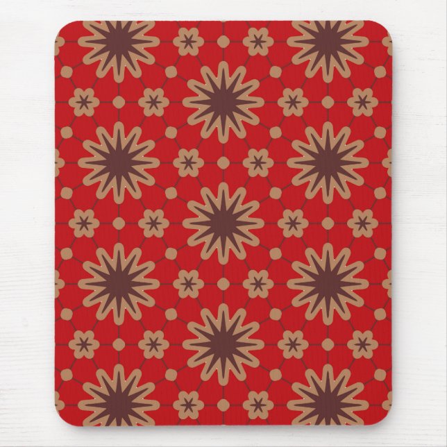 Crimson Starburst Bloom Mouse Pad (Front)