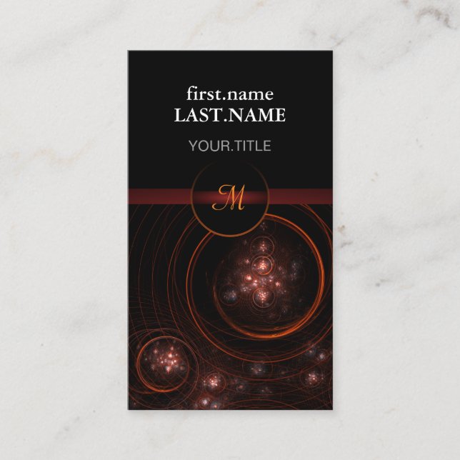 Crimson Starlight Orbits Abstract Cosmic Art Business Card (Front)