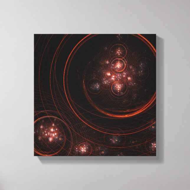 Crimson Starlight Orbits Abstract Cosmic Art Canvas Print (Front)