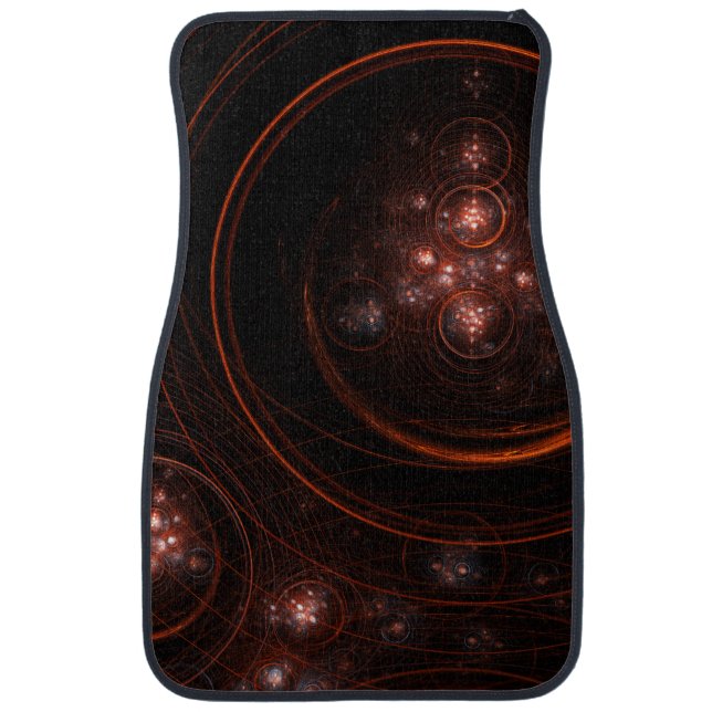 Crimson Starlight Orbits Abstract Cosmic Art Car Floor Mat (Front)