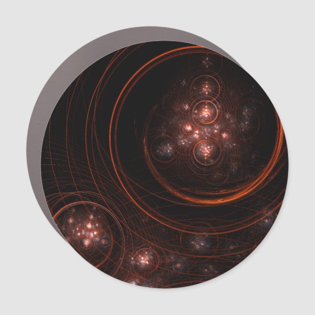 Crimson Starlight Orbits Abstract Cosmic Art Car Magnet (Front)