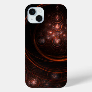 Crimson Starlight Orbits Abstract Cosmic Art iPhone 15 Plus Case