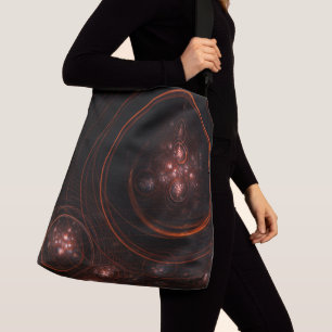 Crimson Starlight Orbits Abstract Cosmic Art Crossbody Bag