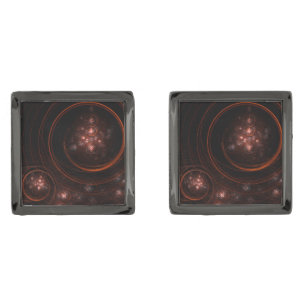 Crimson Starlight Orbits Abstract Cosmic Art Cufflinks