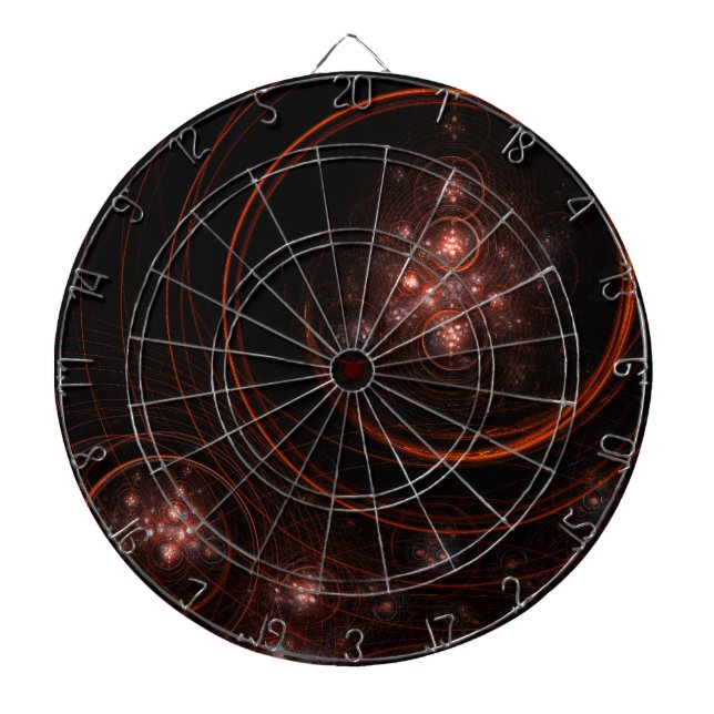 Crimson Starlight Orbits Abstract Cosmic Art Dartboard (Front)