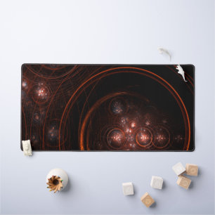 Crimson Starlight Orbits Abstract Cosmic Art Desk Mat