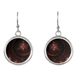 Crimson Starlight Orbits Abstract Cosmic Art Earrings