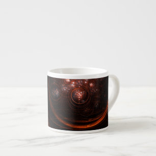 Crimson Starlight Orbits Abstract Cosmic Art Espresso Cup