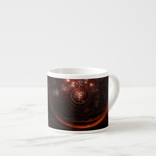 Crimson Starlight Orbits Abstract Cosmic Art Espresso Cup (Front Right)