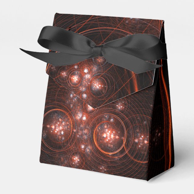 Crimson Starlight Orbits Abstract Cosmic Art Favor Boxes (Front Side)