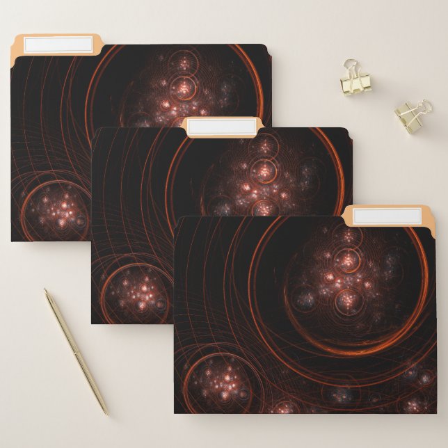 Crimson Starlight Orbits Abstract Cosmic Art File Folder (Set)