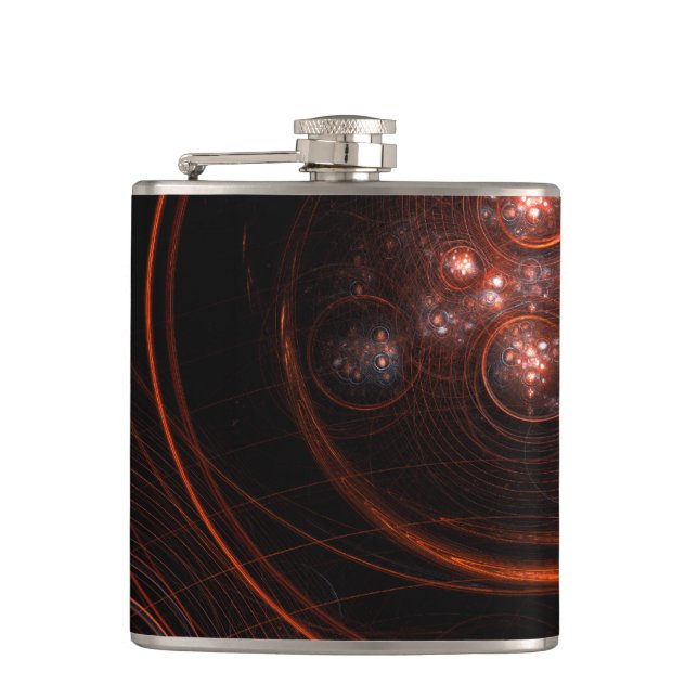 Crimson Starlight Orbits Abstract Cosmic Art Flask (Front)
