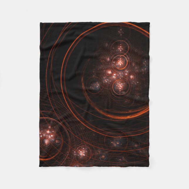 Crimson Starlight Orbits Abstract Cosmic Art Fleece Blanket (Front)