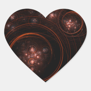 Crimson Starlight Orbits Abstract Cosmic Art Heart Sticker
