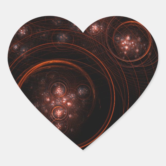 Crimson Starlight Orbits Abstract Cosmic Art Heart Sticker (Front)
