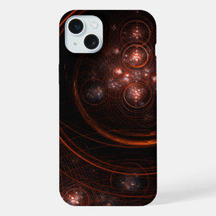 Crimson Starlight Orbits Abstract Cosmic Art iPhone 15 Plus Case