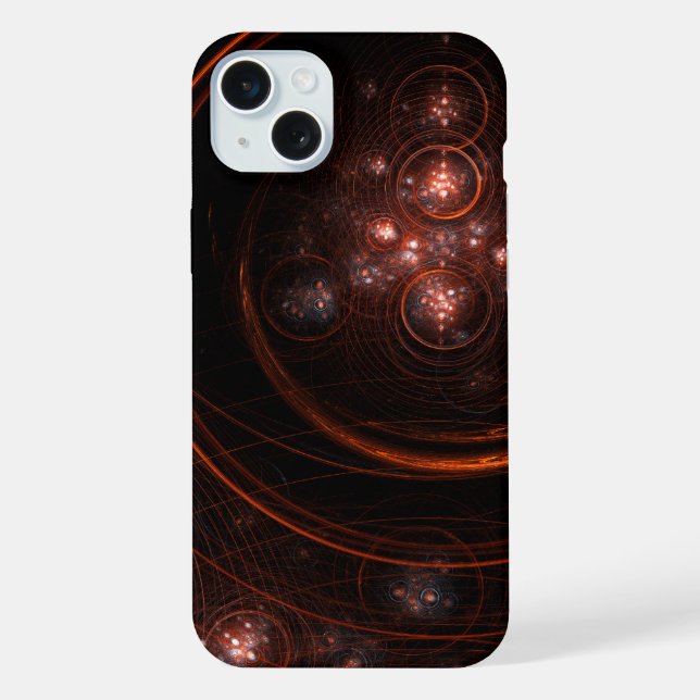 Crimson Starlight Orbits Abstract Cosmic Art iPhone Case (Back)