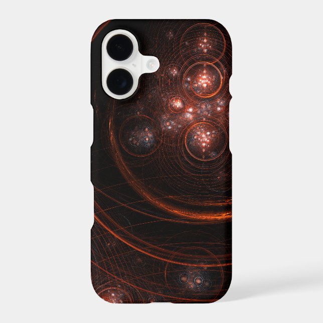 Crimson Starlight Orbits Abstract Cosmic Art iPhone Case (Back)