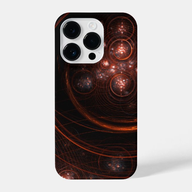 Crimson Starlight Orbits Abstract Cosmic Art iPhone Case (Back)