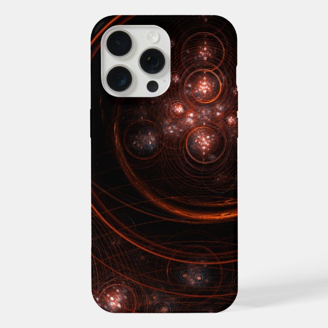 Crimson Starlight Orbits Abstract Cosmic Art iPhone Case (Back)