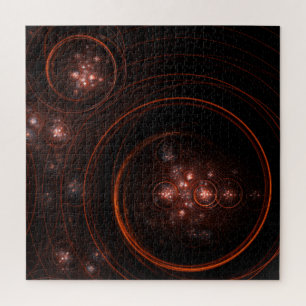 Crimson Starlight Orbits Abstract Cosmic Art Jigsaw Puzzle