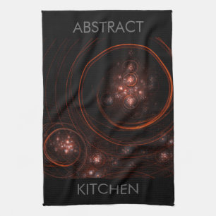 Crimson Starlight Orbits Abstract Cosmic Art Kitchen Towel
