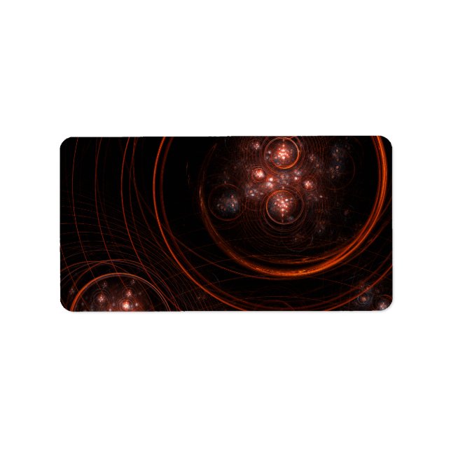 Crimson Starlight Orbits Abstract Cosmic Art Label (Front)
