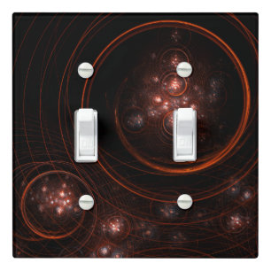 Crimson Starlight Orbits Abstract Cosmic Art Light Switch Cover