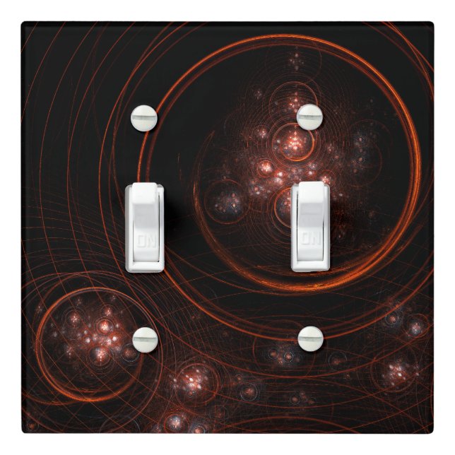 Crimson Starlight Orbits Abstract Cosmic Art Light Switch Cover (In Situ)