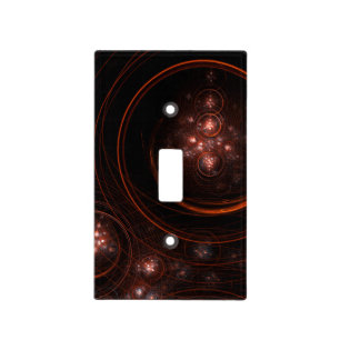 Crimson Starlight Orbits Abstract Cosmic Art Light Switch Cover