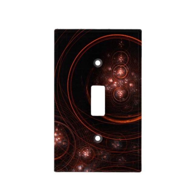 Crimson Starlight Orbits Abstract Cosmic Art Light Switch Cover (Front)