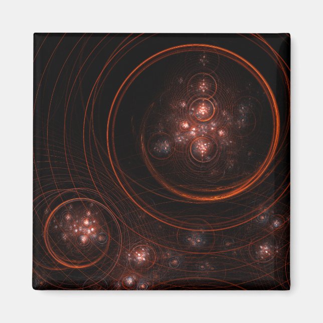 Crimson Starlight Orbits Abstract Cosmic Art Magnet (Front)
