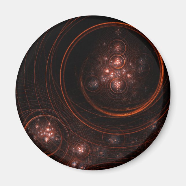 Crimson Starlight Orbits Abstract Cosmic Art Magnet (Front)