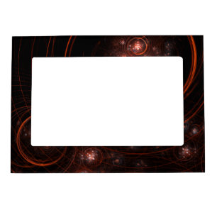 Crimson Starlight Orbits Abstract Cosmic Art Magnetic Picture Frame