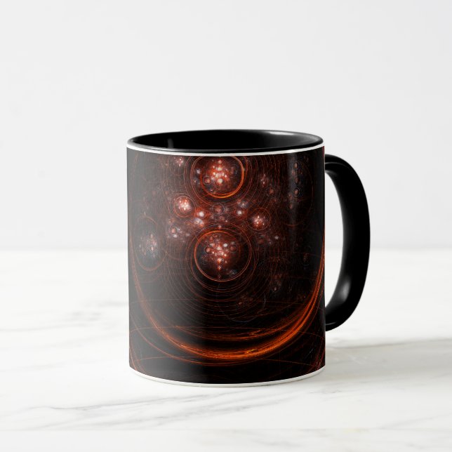Crimson Starlight Orbits Abstract Cosmic Art Mug (Front Right)