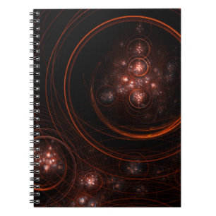 Crimson Starlight Orbits Abstract Cosmic Art Notebook