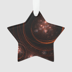 Crimson Starlight Orbits Abstract Cosmic Art Ornament