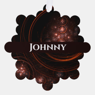 Crimson Starlight Orbits Abstract Cosmic Art Ornament Card