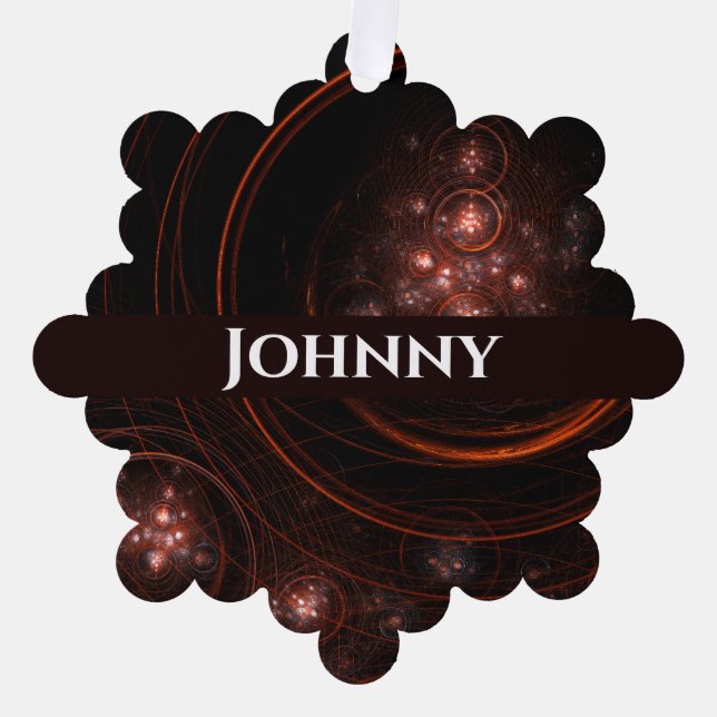 Crimson Starlight Orbits Abstract Cosmic Art Ornament Card (Front)