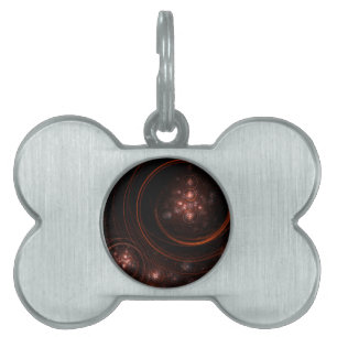 Crimson Starlight Orbits Abstract Cosmic Art Pet Tag