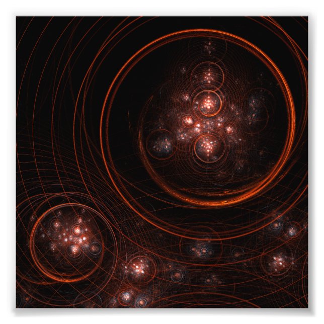 Crimson Starlight Orbits Abstract Cosmic Art Photo Print (Front)