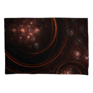 Crimson Starlight Orbits Abstract Cosmic Art Pillowcase