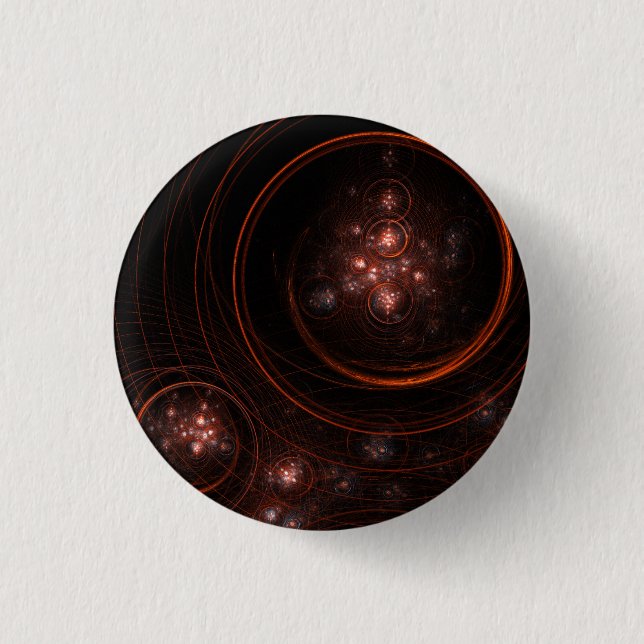Crimson Starlight Orbits Abstract Cosmic Art Pinback Button (Front)