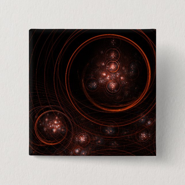 Crimson Starlight Orbits Abstract Cosmic Art Pinback Button (Front)