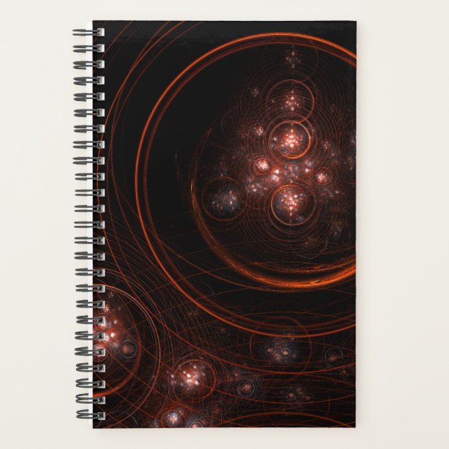 Crimson Starlight Orbits Abstract Cosmic Art Planner (Front)